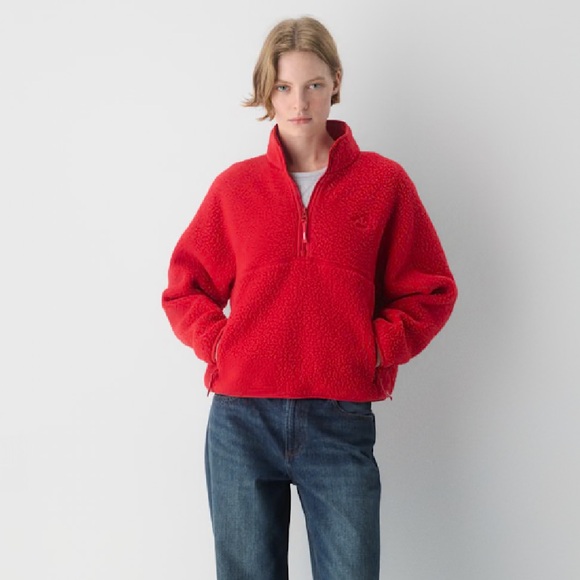 Aritzia Polartec Thermal Pro 1/2 Zip Hi-hip Sweater Size XL, Flashing Red - Picture 10 of 16